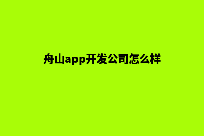 舟山app开发公司(舟山app开发公司怎么样)