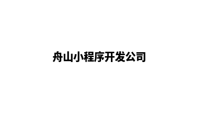 舟山小程序开发(舟山小程序开发公司)