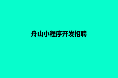 舟山小程序开发公司(舟山小程序开发招聘)