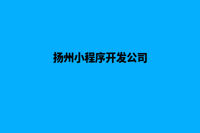 扬州小程序开发费用(扬州小程序开发公司)