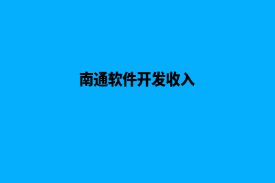 南通app开发(南通软件开发收入)