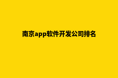 南京app制作公司(南京app软件开发公司排名)