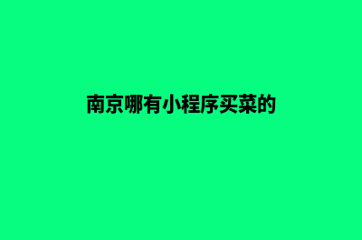 南京哪有小程序设计(南京哪有小程序买菜的)