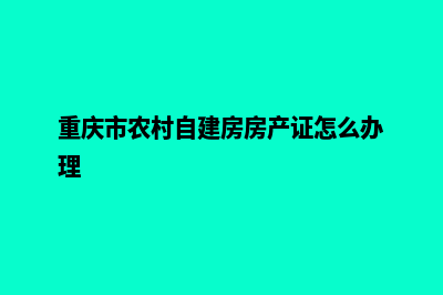 重庆自己如何建网站(重庆市农村自建房房产证怎么办理)