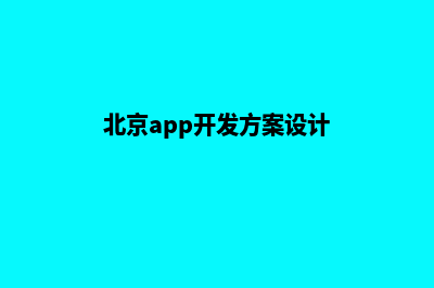 北京app开发方案(北京app开发方案设计)