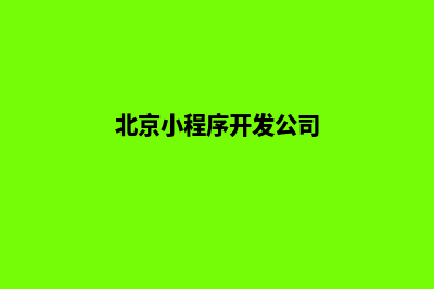 北京小程序开发公司