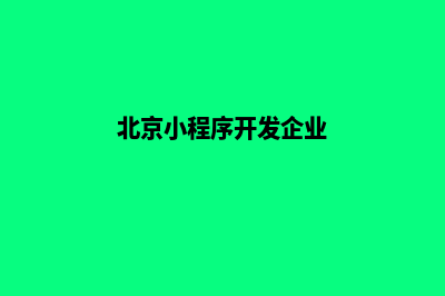 北京小程序开发排名