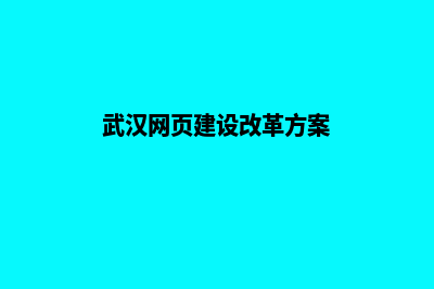 武汉网页建设改版(武汉网页建设改革方案)