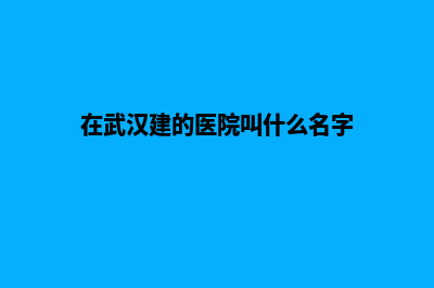 武汉在哪里能建网站(在武汉建的医院叫什么名字)