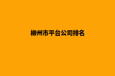 柳州公司网页重做(柳州市平台公司排名)