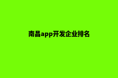 南昌app开发企业(南昌app开发企业排名)