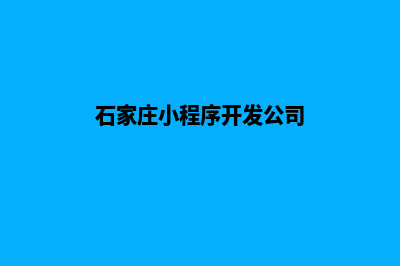 石家庄小程序开发企业(石家庄小程序开发公司)