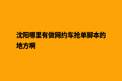 沈阳哪里有做网站的(沈阳哪里有做网约车抢单脚本的地方啊)