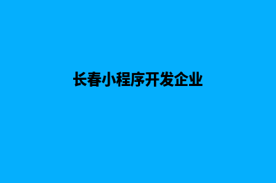 长春小程序开发企业