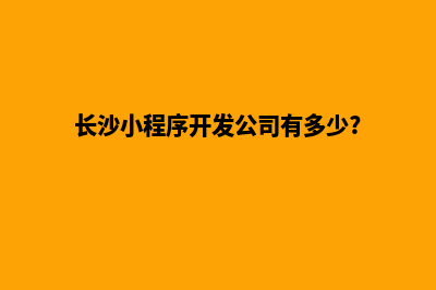 长沙企业小程序定制(长沙小程序开发公司有多少?)