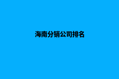 海口分销app怎么设计(海南分销公司排名)