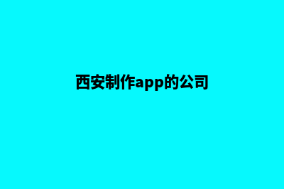 西安app制作(西安制作app的公司)