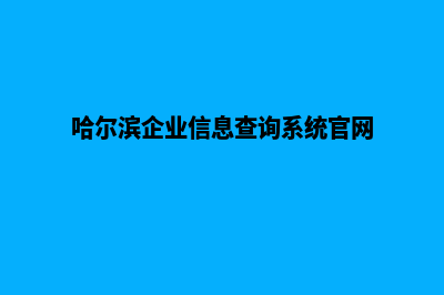 哈尔滨企业app设计(哈尔滨企业信息查询系统官网)