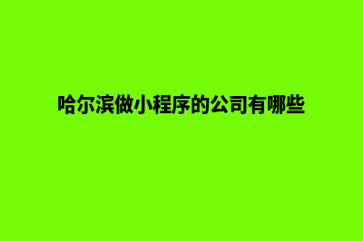 哈尔滨电商小程序定制(哈尔滨做小程序的公司有哪些)