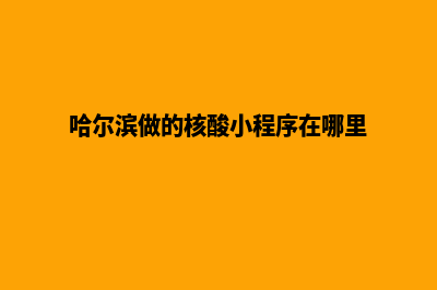 哈尔滨小程序定制低价格(哈尔滨做的核酸小程序在哪里)