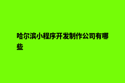 哈尔滨小程序开发排名(哈尔滨小程序开发制作公司有哪些)