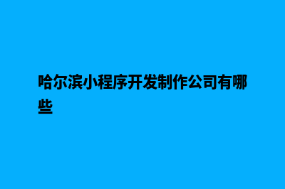 哈尔滨小程序开发公司(哈尔滨小程序开发制作公司有哪些)