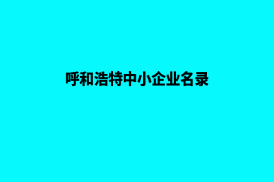 呼和浩特企业小程序制作(呼和浩特中小企业名录)