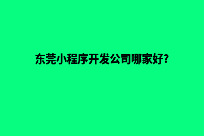 东莞哪有小程序制作(东莞小程序开发公司哪家好?)