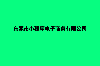 东莞商城小程序设计(东莞市小程序电子商务有限公司)