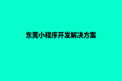 东莞小程序定制公司(东莞小程序开发解决方案)