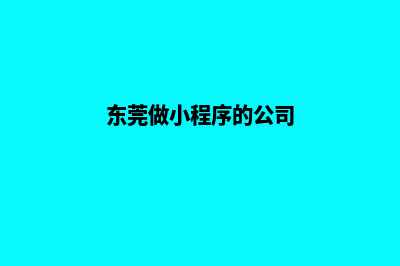 东莞小程序设计流程(东莞做小程序的公司)