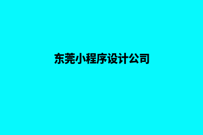 东莞小程序设计商家(东莞小程序设计公司)