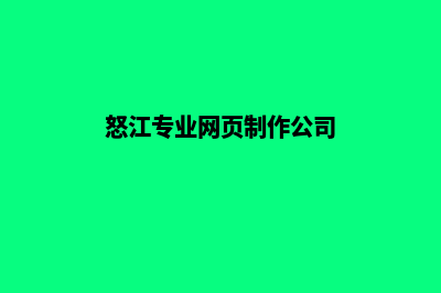 怒江专业网页制作报价(怒江专业网页制作公司)