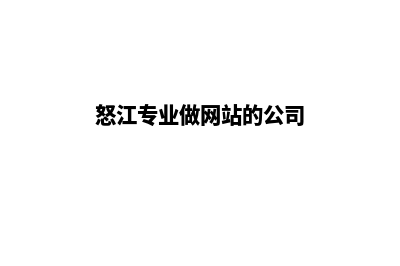 怒江专业做网站费用(怒江专业做网站的公司)