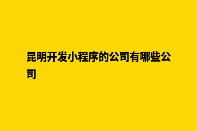 昆明开发小程序公司(昆明开发小程序的公司有哪些公司)