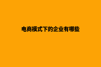 电商模式下的企业网站建设(电商模式下的企业有哪些)