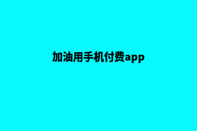 加油收费小程序(加油用手机付费app)