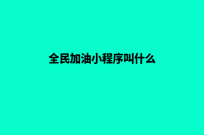 全民加油小程序(全民加油小程序叫什么)