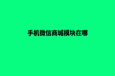 手机微信商城模板源码(手机微信商城模块在哪)