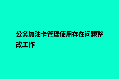 公务加油卡管理系统(公务加油卡管理使用存在问题整改工作)