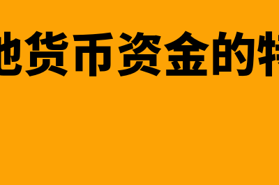 货币资金的特点主要有什么(其他货币资金的特点)