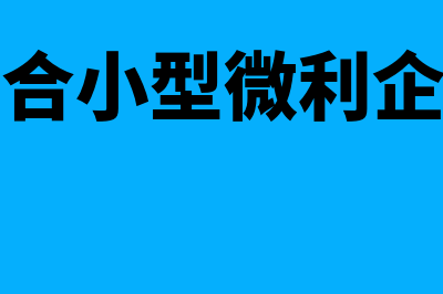 符合小型微利企业条件的有哪些(符合小型微利企业)