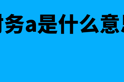 a17是什么财务软件(财务a是什么意思)